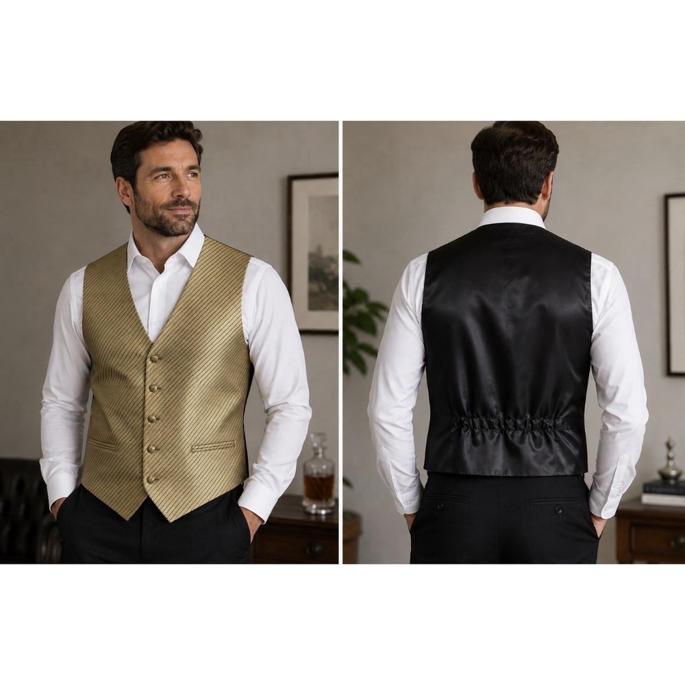 Cardi Collection Mens Gold Textured Formal Vest XL